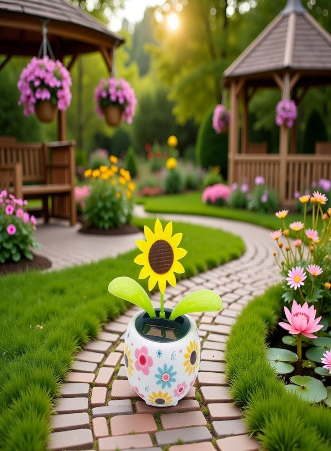 Jizlan Sunflower Solar Dancing Flower Decoration, Powered Swinging Animated Dancer Office Desk Car Decoration for Car, Solar Power Kits, Funny Ornaments - Image 3